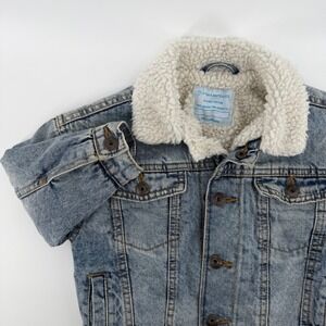 Vintage Primark Cares Kids Denim Sherpa Lined Jacket 3-4 Years 104cm Blue